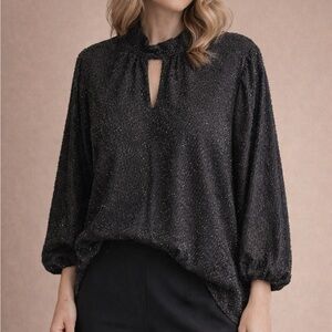 Nine West Shimmering Black Blouse